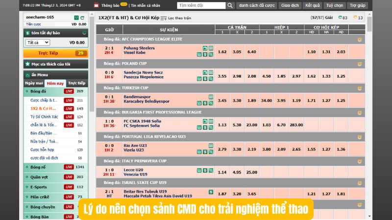 Lý do nên chọn sảnh CMD cho trải nghiệm thể thao